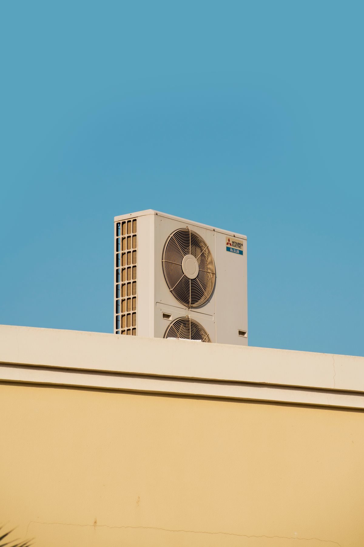 Rooftop AC condenser unit on a Los Angeles building