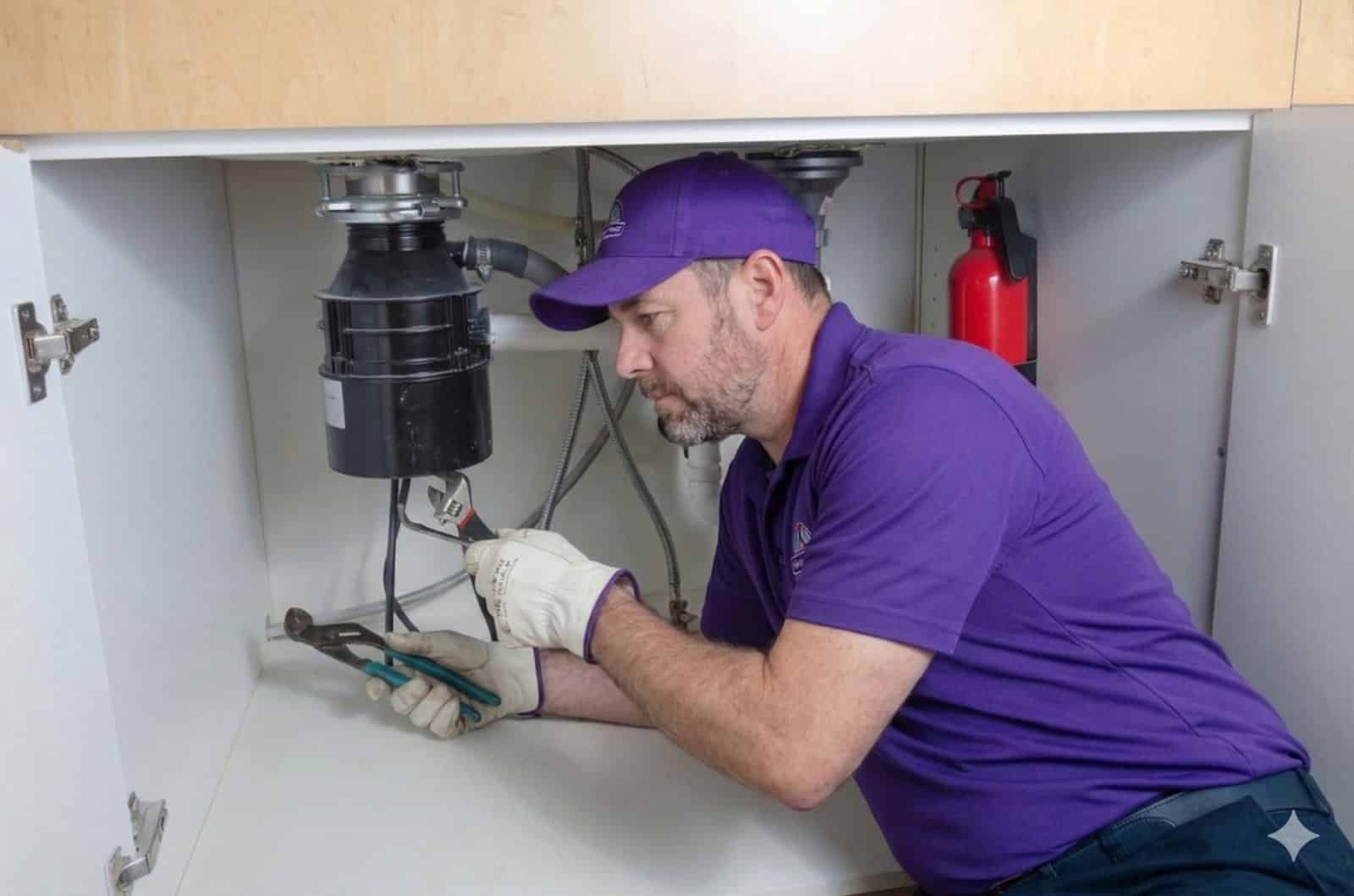 ServiStar technician servicing a garbage disposal