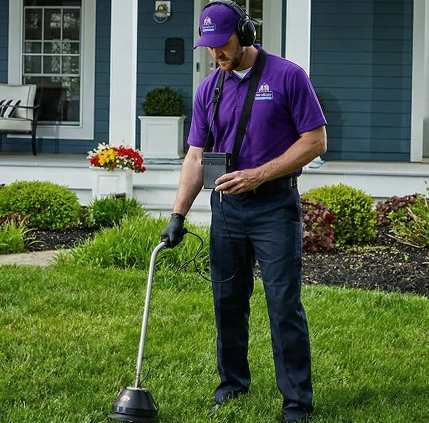 ServiStar technician using electronic leak detection equipment