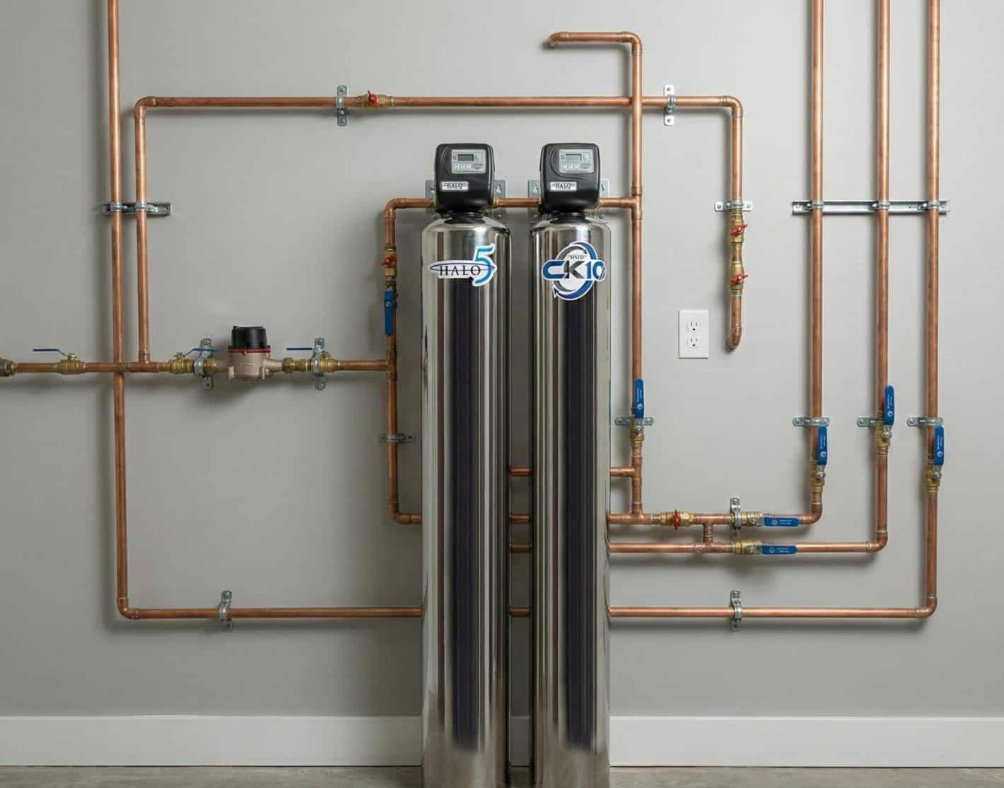 New copper repipe with water treatment system New copper repipe with water treatment system