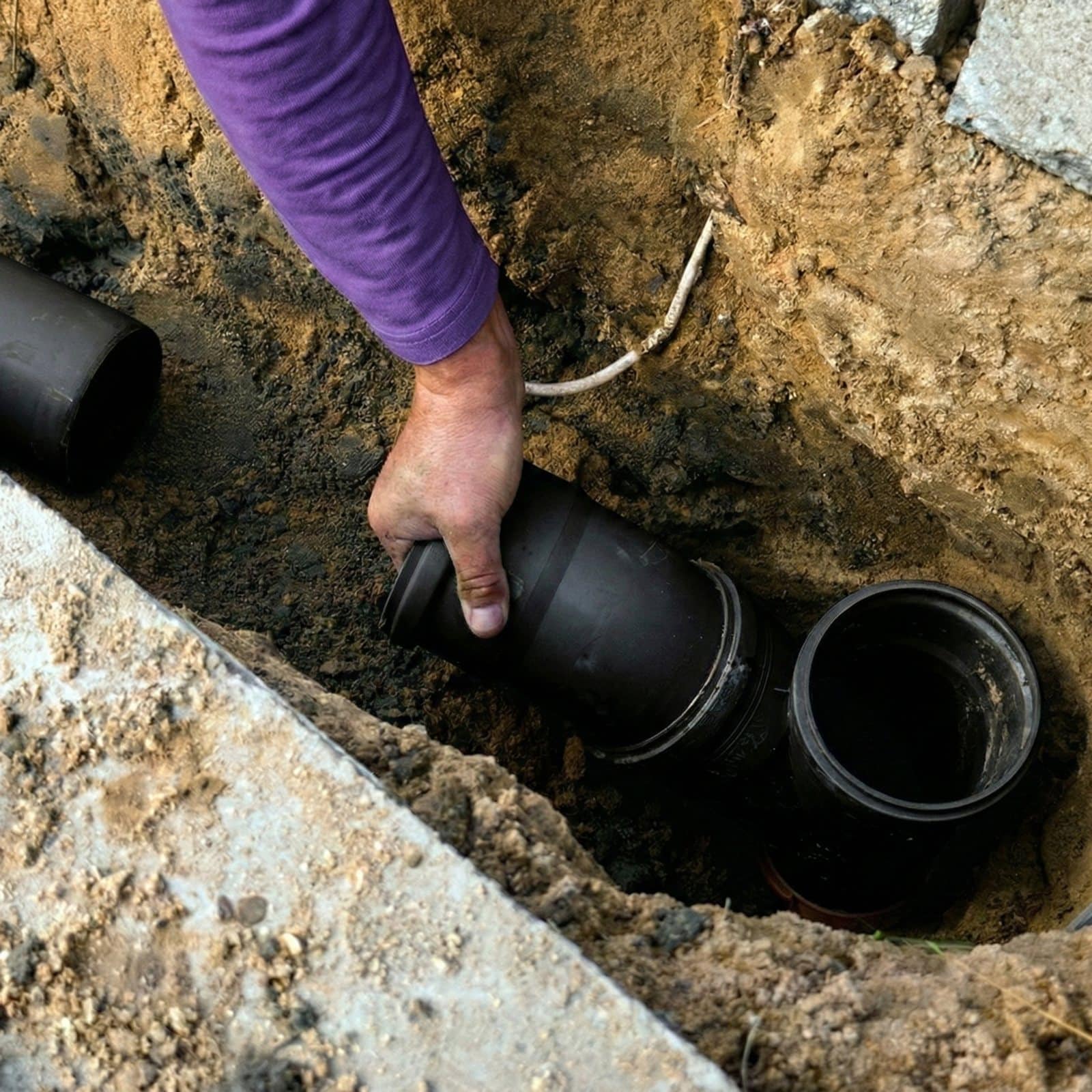 Sewer line repair in an open trench