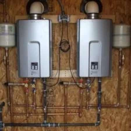 Bank of commercial tankless water heaters installed by ServiStar in Los Angeles