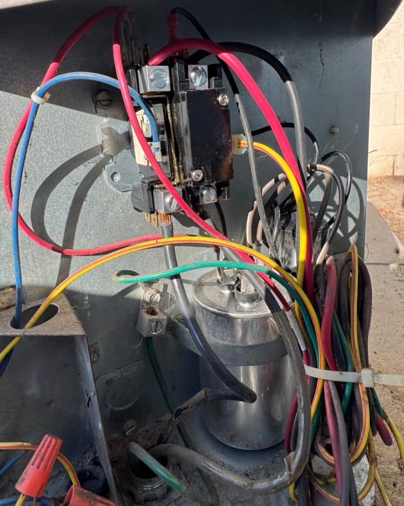 AC Capacitor Replacement and Burned Wiring Repair on a Condenser