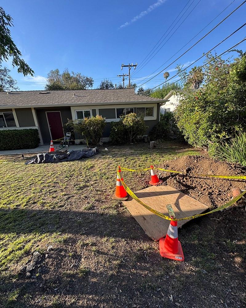 Epoxy Sewer Coating After Full Front-Yard Excavation